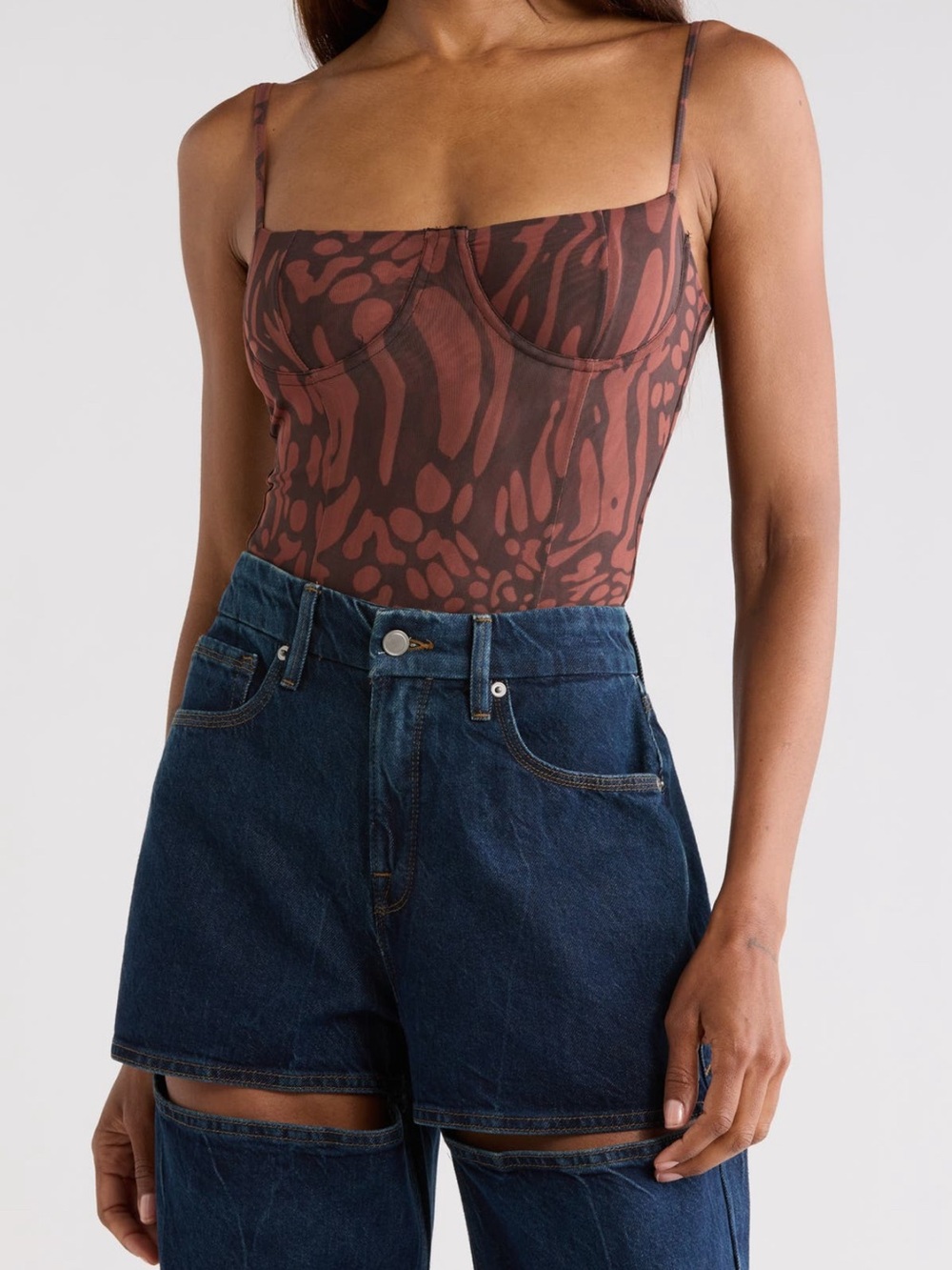 Good American Corset Demi Bodysuit- Brand New With Tags